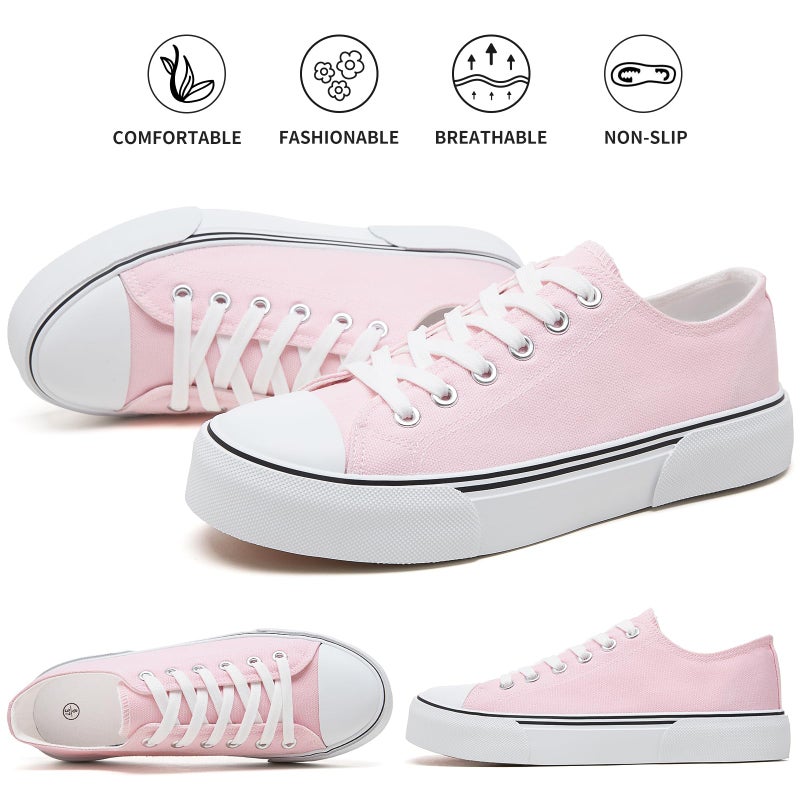 hash bubbie Women's Canvas Shoes Fashion Canvas Sneakers for Women Casual Tennis Shoes Low Top Walking Shoes(Pink,US8) - Image 3